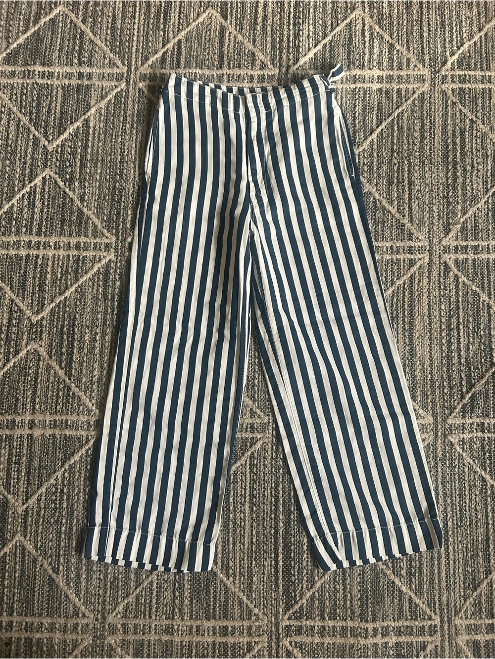 MOTHER The Cinch Greaser Navy White Vertical-Stripe Wide-Leg Pants Size 28 NWOT - Picture 5 of 8